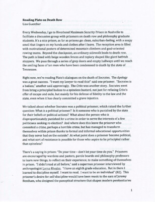 Reading Plato on death row