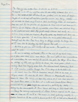 I have to write of my condition when I am safely distanced from it