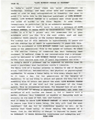 Life without parole is torture