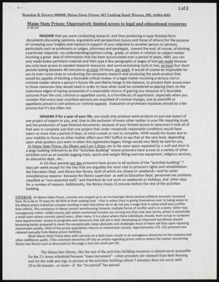 Maine State Prison: Oppressively limited access to legal and educational resources (1-30-14)