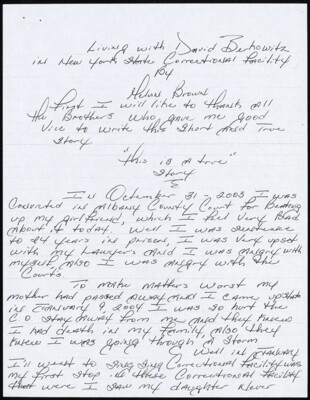 Living with David Berkowitz in New York State Correctional Facility