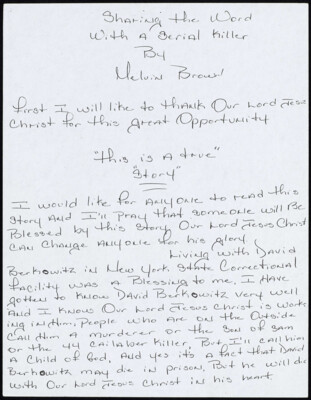 Sharing the word with a serial killer