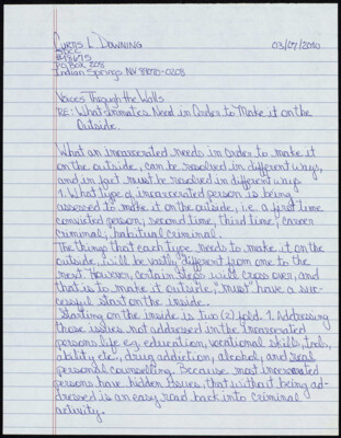 What inmates need in order to make it on the outside