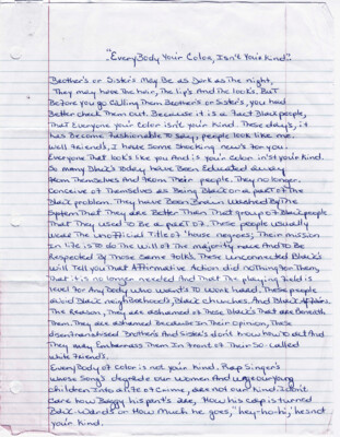 Everybody your color, isn't your kind