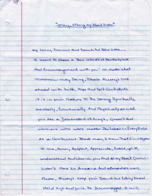 Stay, strong my black sister