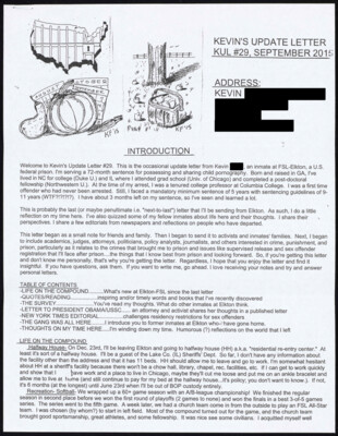 Kevin's update letter, KUL #29, September 2015