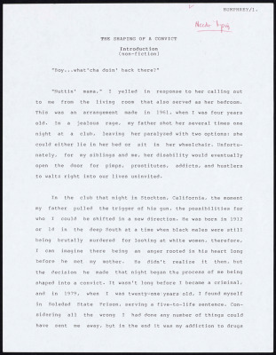 The shaping of a convict