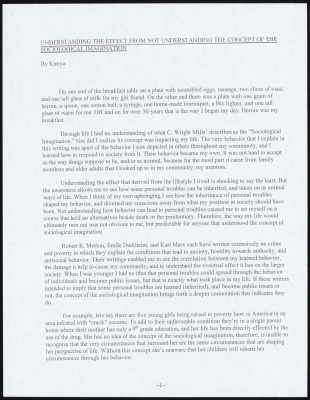 Understanding the effect from not understanding the concept of the sociological imagination