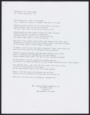 Thoughts of a prisoner