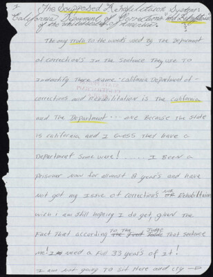 The soupposed rehafilitaion system: California Department of Corrections "and Rehafilitaion" of the United States of America