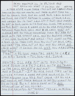 Being mentally ill in prison and not knowing what is going on