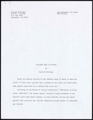 Suicides rule in prison