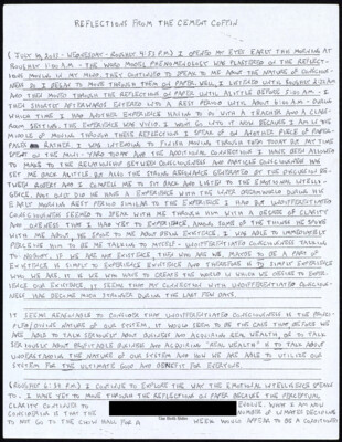 Reflections from the cement coffin July 10, 2013 - Wednesday - roughly 4:53 P.M.