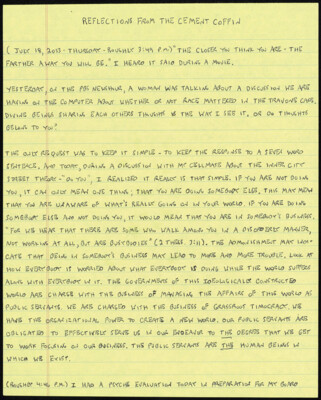 Reflections from the cement coffin July 18, 2013