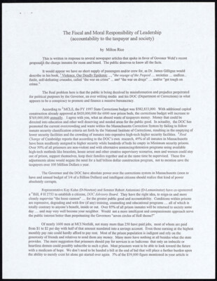 The fiscal and moral responsibility of leadership (accountability to the taxpayer and society)