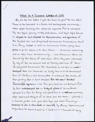 Dying in a concrete garden of life