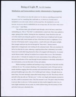 Being of light: Meditation and transcendence inside administrative segregation