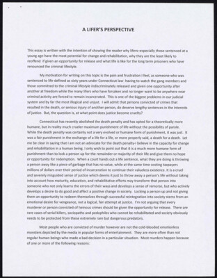 A lifer's perspective