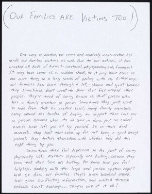 Our families are victims too!