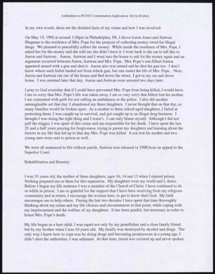 Addendum to #32392 commutation application: Sylvia Boykin