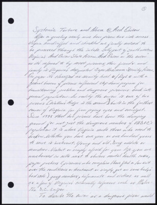 Systemic torture and abuse @ Red Onion