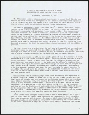 A short commentary on Nordstrom v. Ryan; The reading of legal mail by prison staff