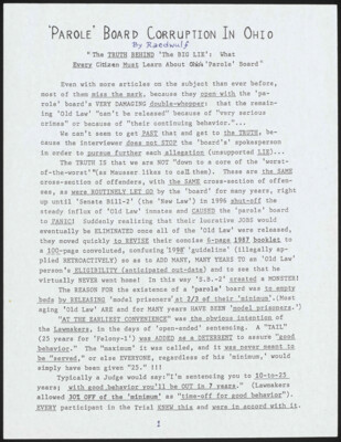 The truth behind 'the big lie': What every citizen must learn about Ohio's 'Parole' Board
