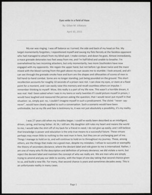 Eyes wide in a field of haze