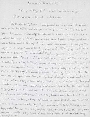 Solitary's terrible toll