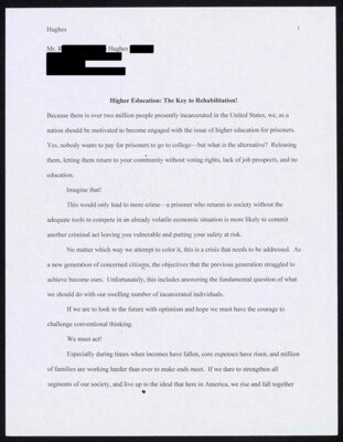 Higher education: the key to rehabilitation!