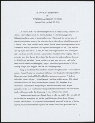 Is anybody listening?