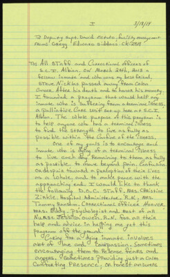 To: Deputy Supt. David Zetwo; facility management