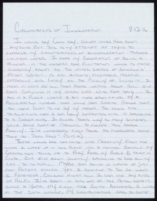 Circumstances of incarceration