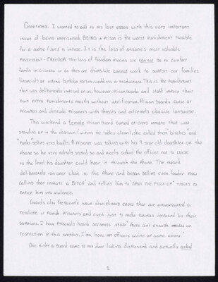 Greetings. I wanted to add