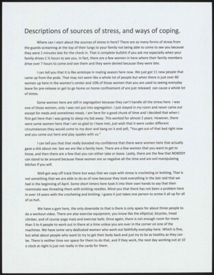 Descriptions of sources of stress, and ways of coping