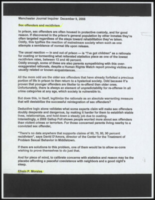 Sex offenders and recidivism