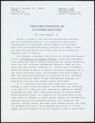 Transitional opportunities for sex offenders necessitated