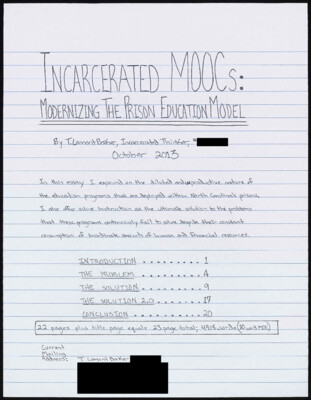 Incarcerated MOOCS: Modernizing the prison educational model