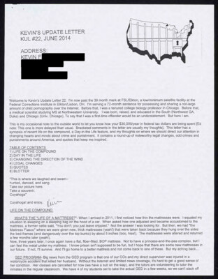 Kevin's update letter KUL #22, June 2014