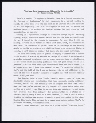 How long-term incarceration effected me as a juvenile