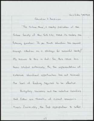 Education &amp; recidivism