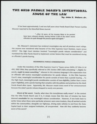 The Ohio parole board's intentional abuse of the law