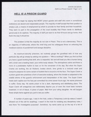 Hell is a prison guard