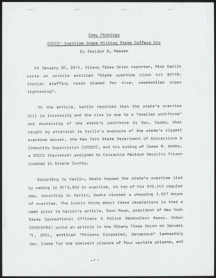 Easy pickings DOCCS' overtime scams making state coffers dry