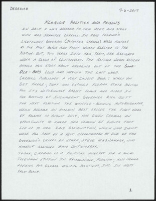 Florida politics and prisons