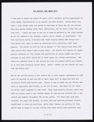 The justice that works act?