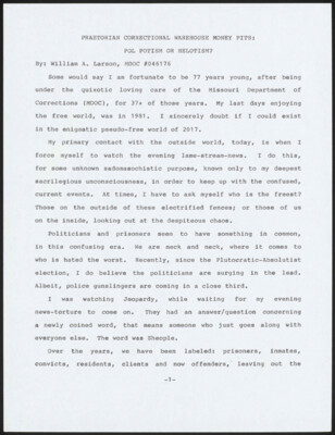 Praetorian correctional warehouse money pits: Pol otism or helotism?