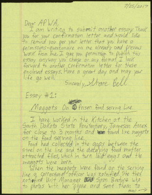 Maggots on prison food serving line