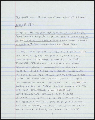 Essay on the Florida Department of Corrections (FDC) pattern and practice of taking retaliatory action against staff and inmates who speak out against the corruption and etc. in FDC