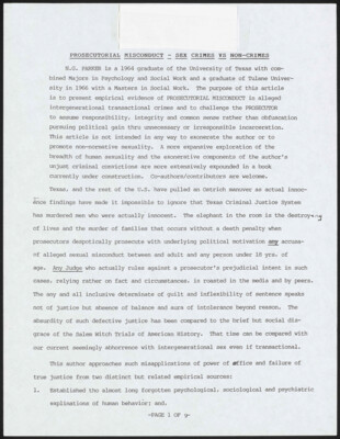 Prosecutorial misconduct - sex crimes vs non-crimes